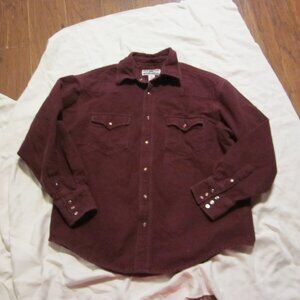 Vtg Old Toledo chamois flannel shirt lg wine color iridescent snap front Western
